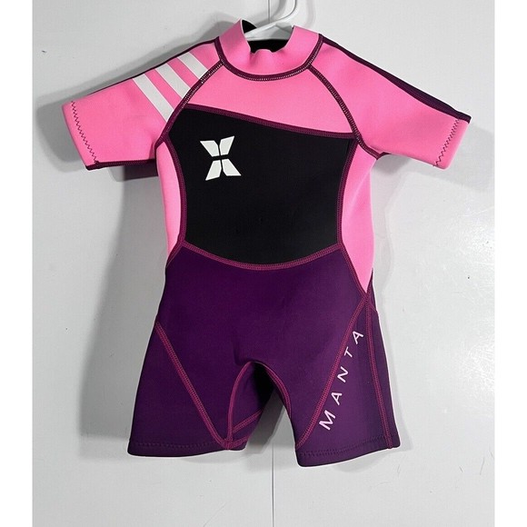 Manta Dive Surf Swim Wetsuit Kids Sz Small S Pink Purple Girls Zipper - Picture 1 of 11